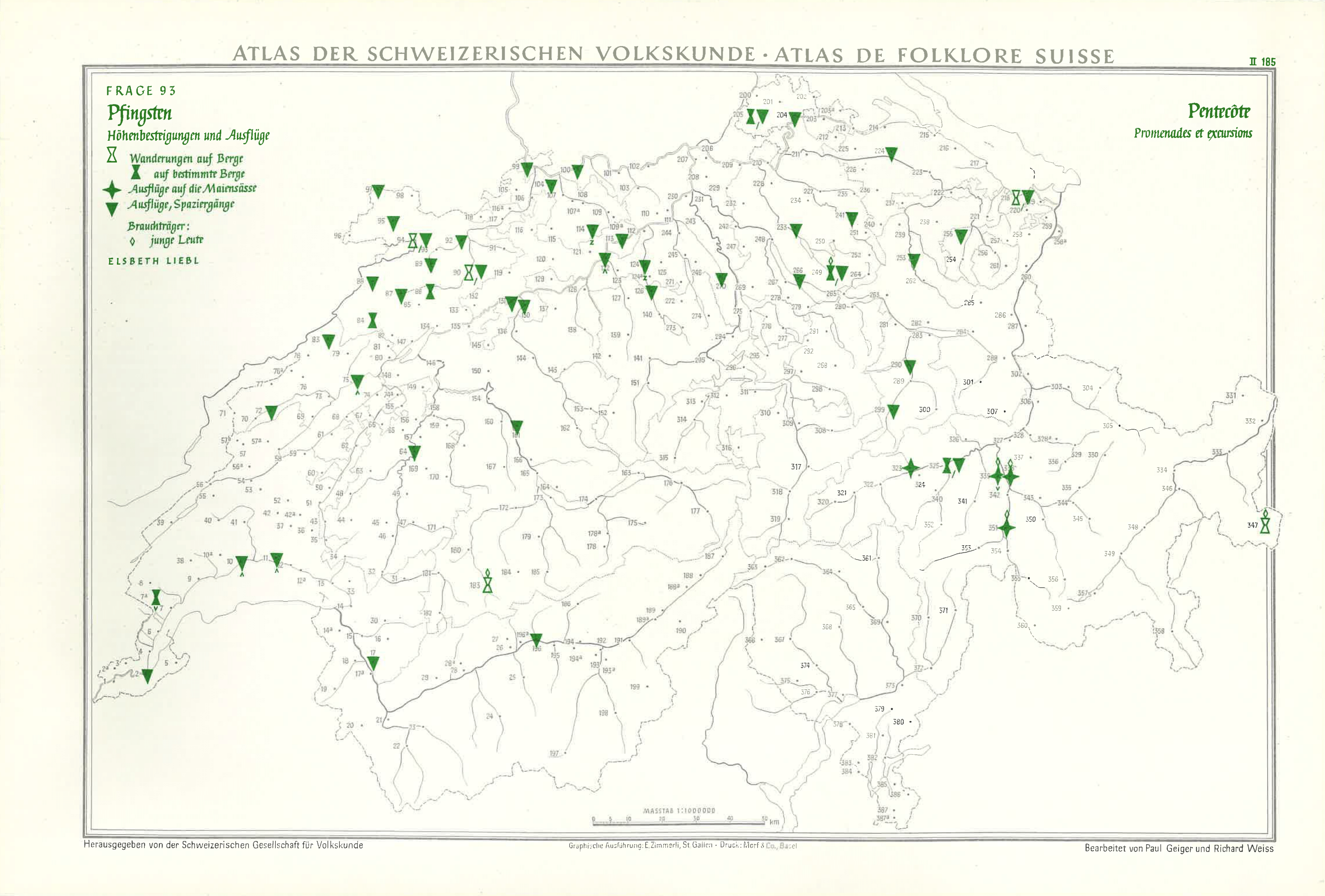 Map from the SGV_05 Collection Relating to Question 93 Showing Walks and Excursions at Pentecost. ASV. CAS. CC BY-NC 4.0